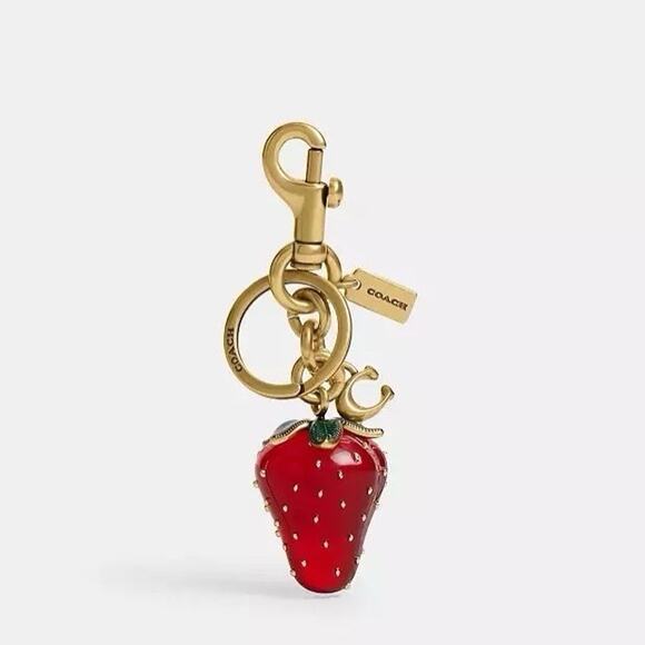NWT Coach Strawberry Bag Charm CAO50 BRASS/Red - Picture 9 of 10